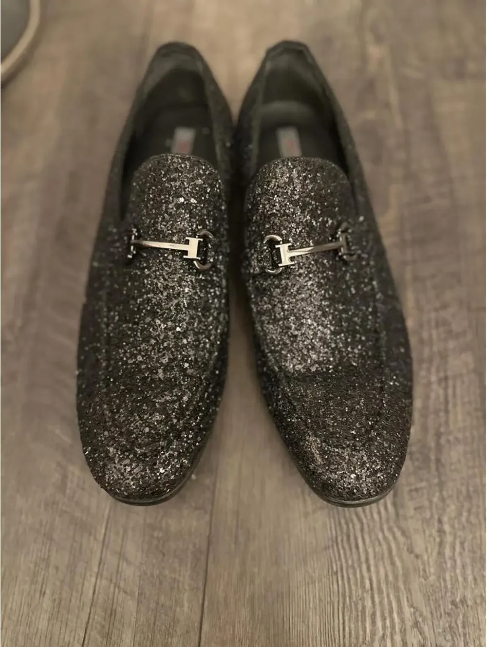 Men's Black and Silver Loafer